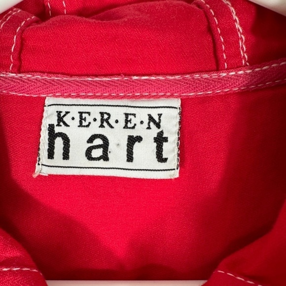 Y2K Keren Hart Red Zip Hooded Vest Size Small Pockets - Picture 5 of 11